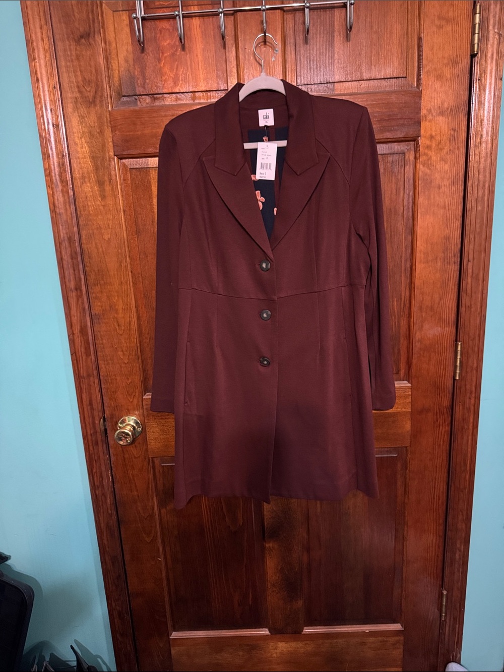 CAbi Boss Jacket Long Tailored Blazer in Merlot